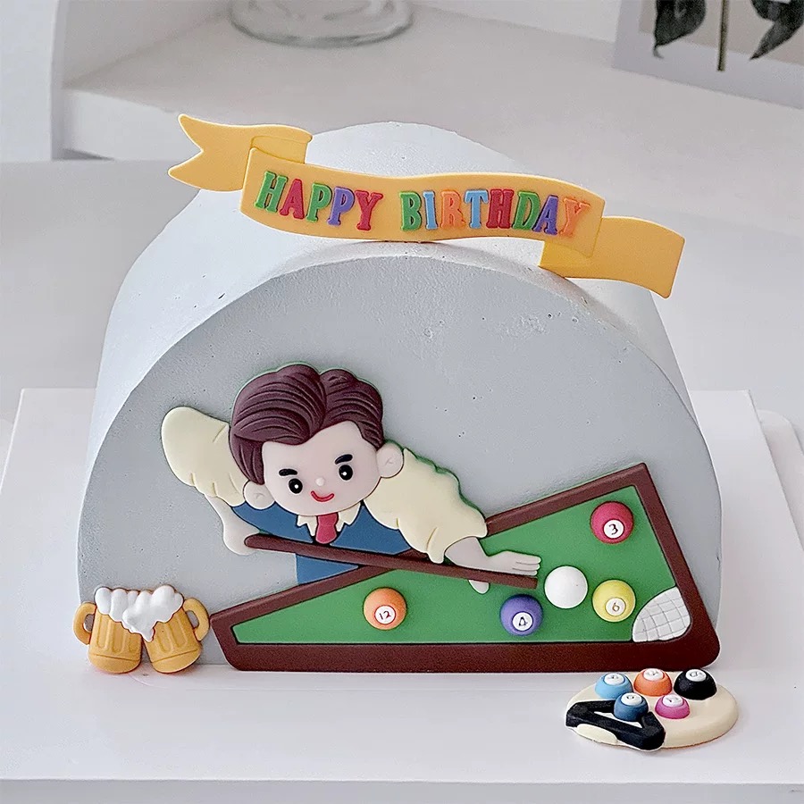 Decoração de bolo de bilhar, f - Table Tennis Market avaliação e preço