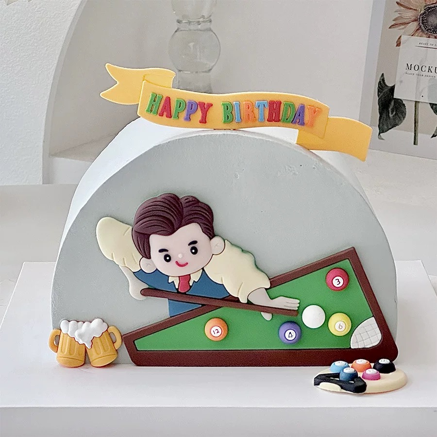 Decoração de bolo de bilhar, f - Table Tennis Market avaliação e preço
